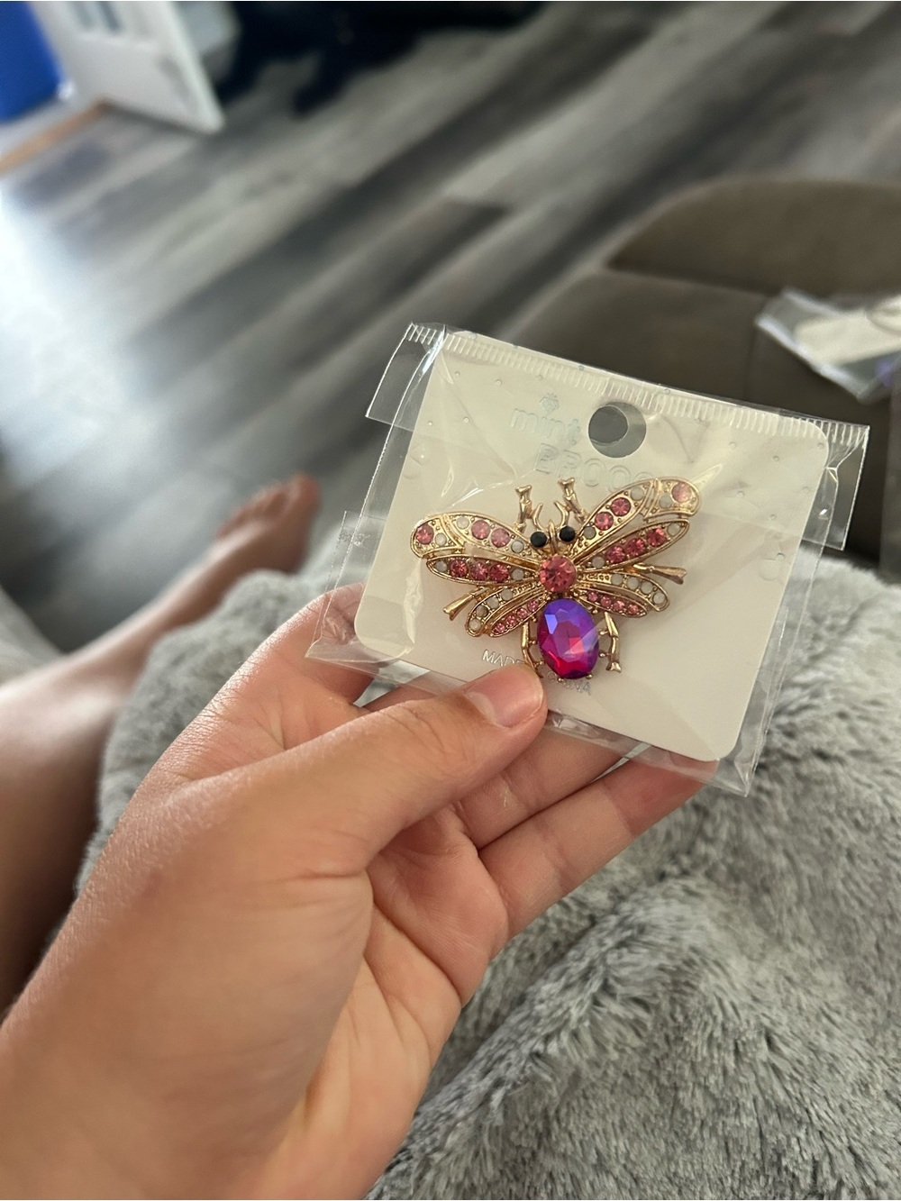 4/$50 Gold Tone Bee bug Brooch with Pink and Fuchsia Rhinestones